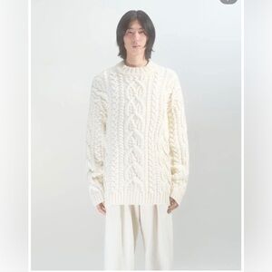 Vintage cable‎ knit sweater size medium Men's Christmas sweater white pullover